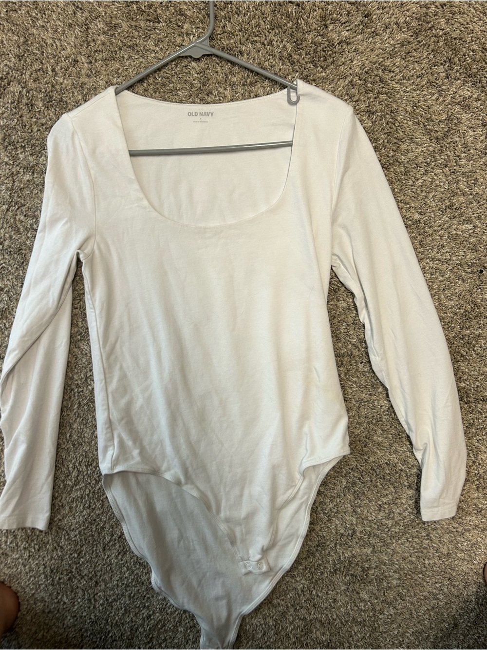 Old Navy White Long-Sleeve Scoop-Neck Bodysuit